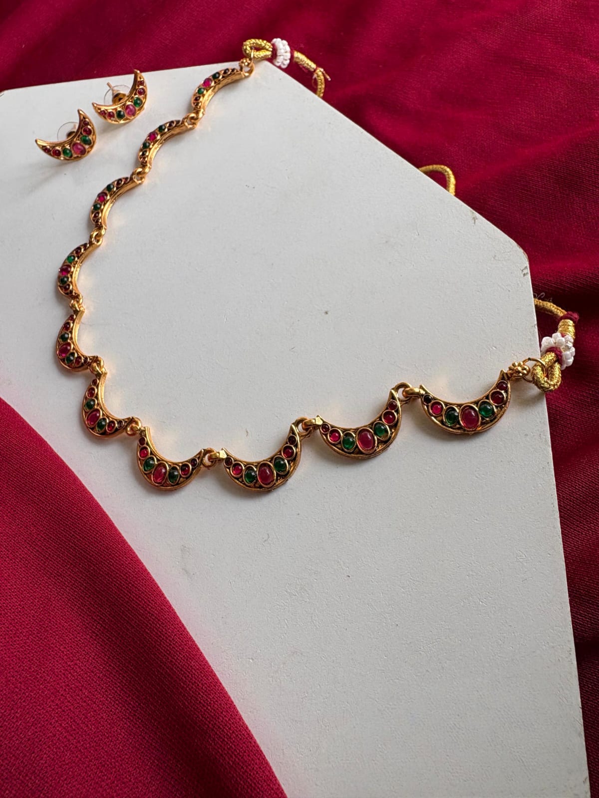 Multi colors half moon necklace