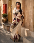 Coffee Brown Temple Tissue Saree
