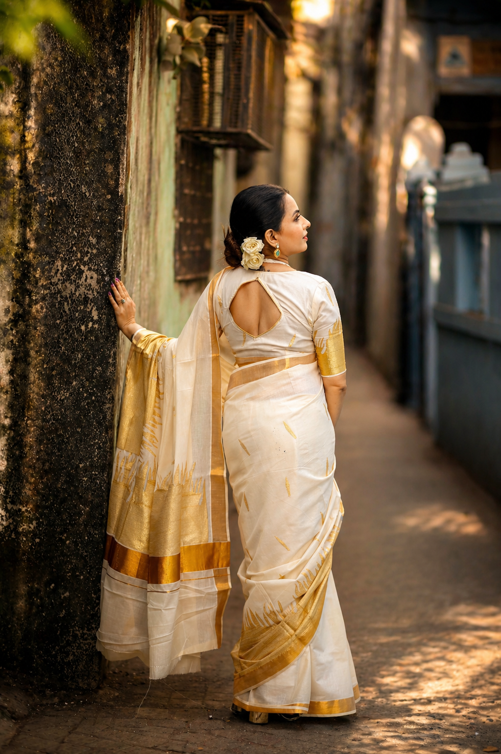 Fire Embroidery Cotton Saree