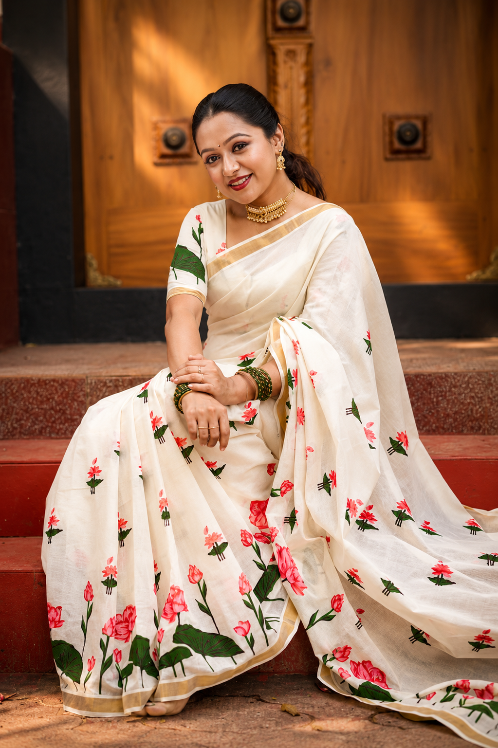 Small Lotus Cotton Saree | Premium Cotton Saree for Women | Elegant Traditional Saree