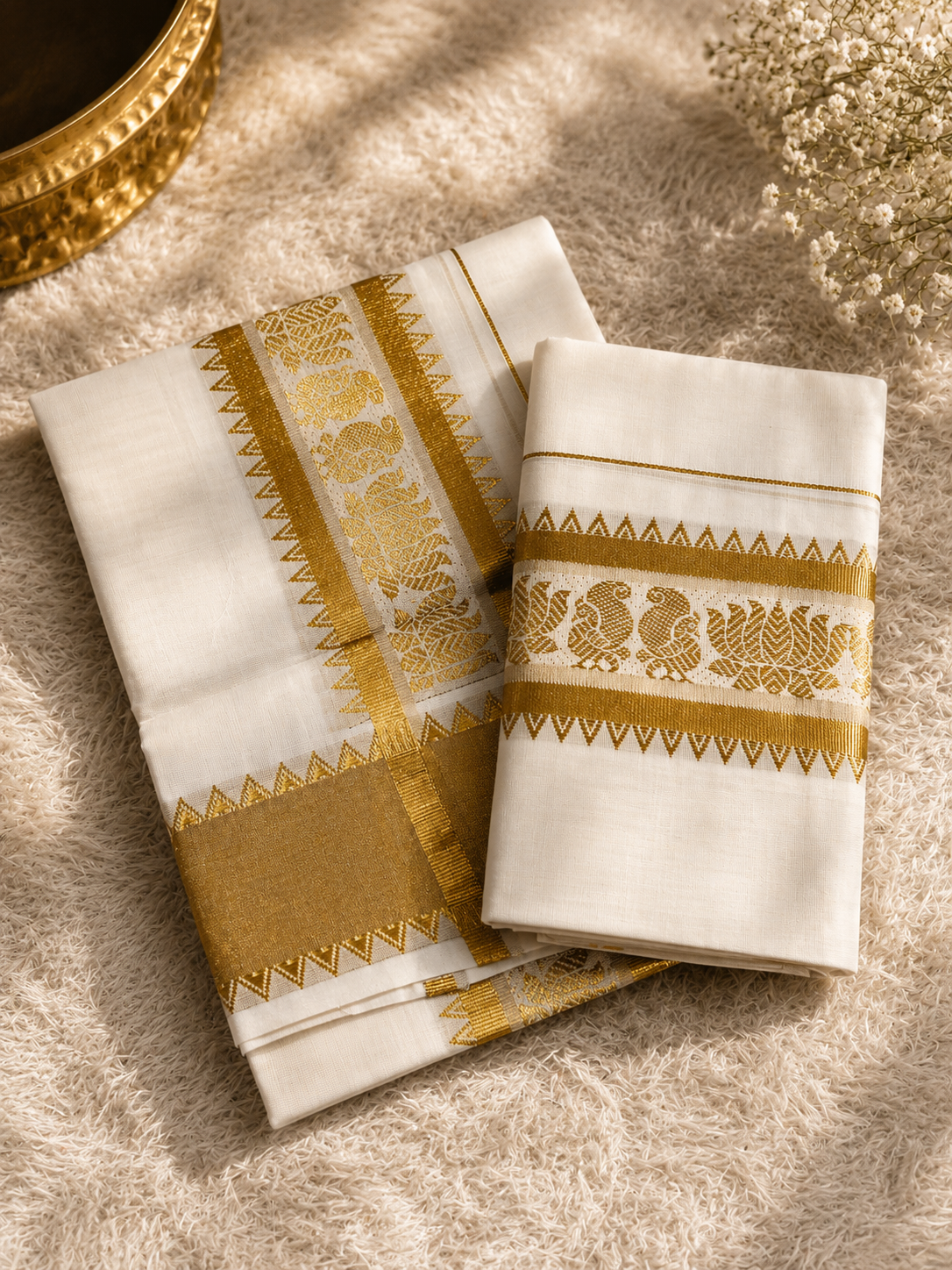 Kasavumaya™ Pure Cotton Kasavu Weave Set Mundu
