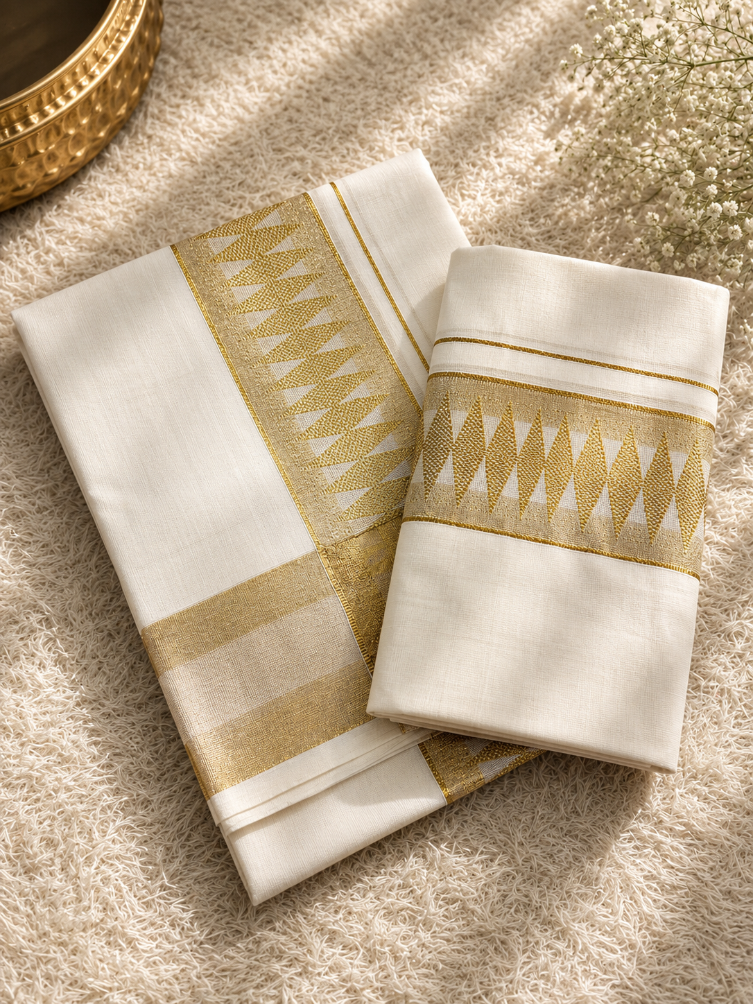 Kasavumaya™ Pure Cotton Kasavu Weave Set Mundu