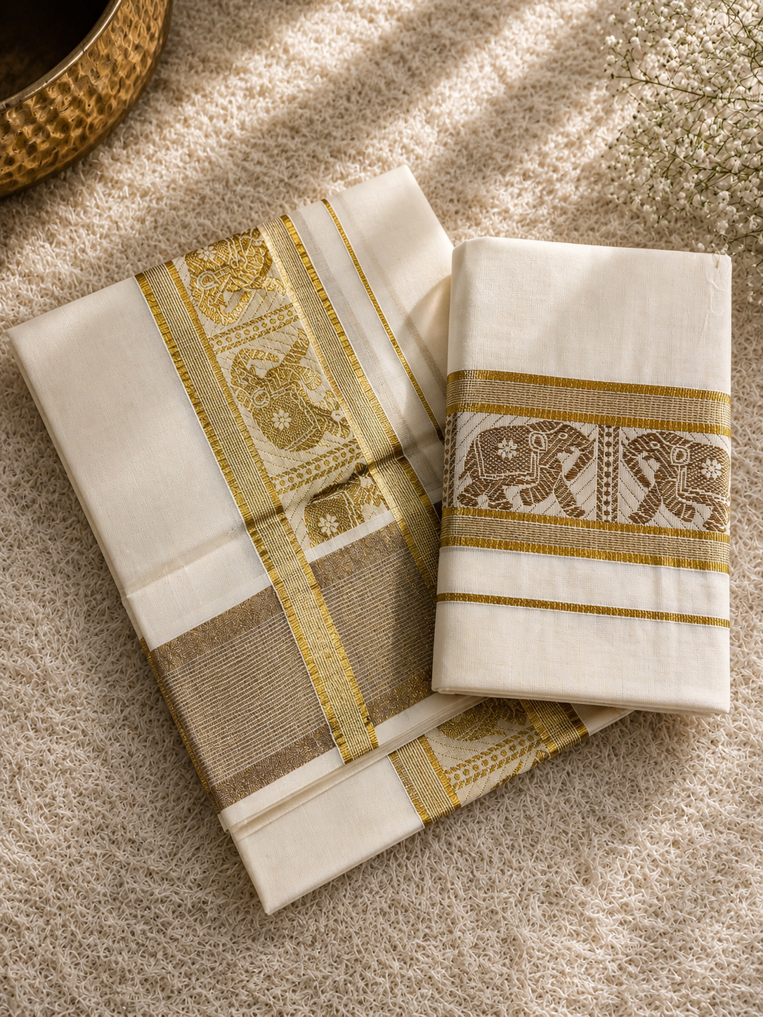 Kasavumaya™ Pure Cotton Kasavu Weave Set Mundu