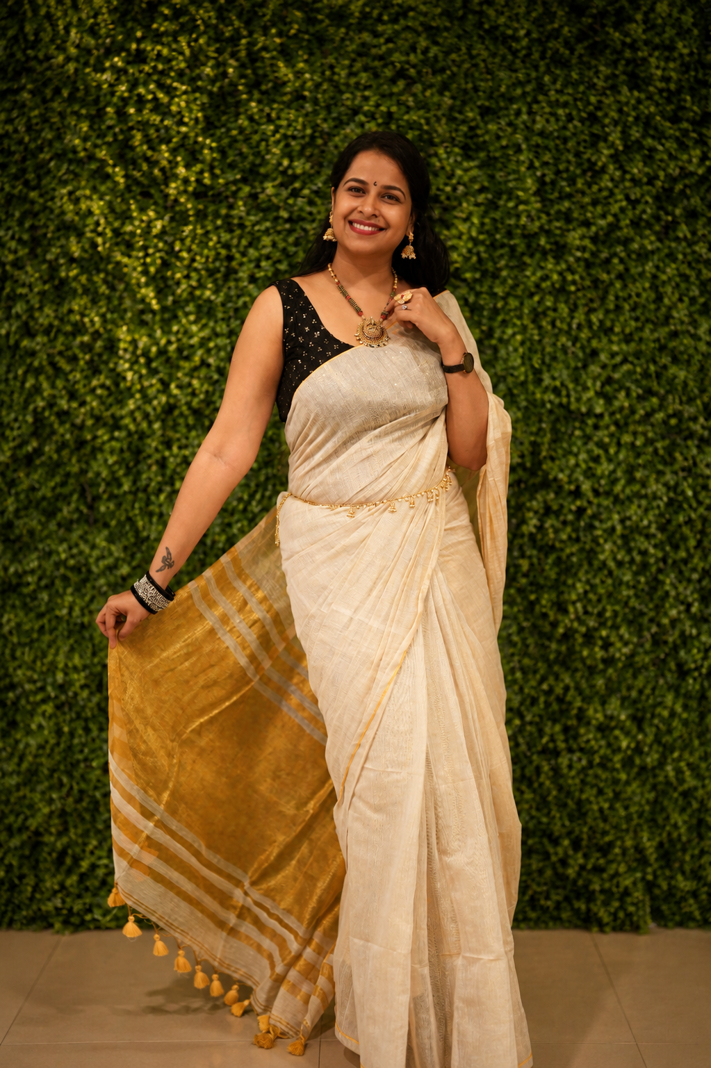 Luxury Linen Tissue Gold Saree