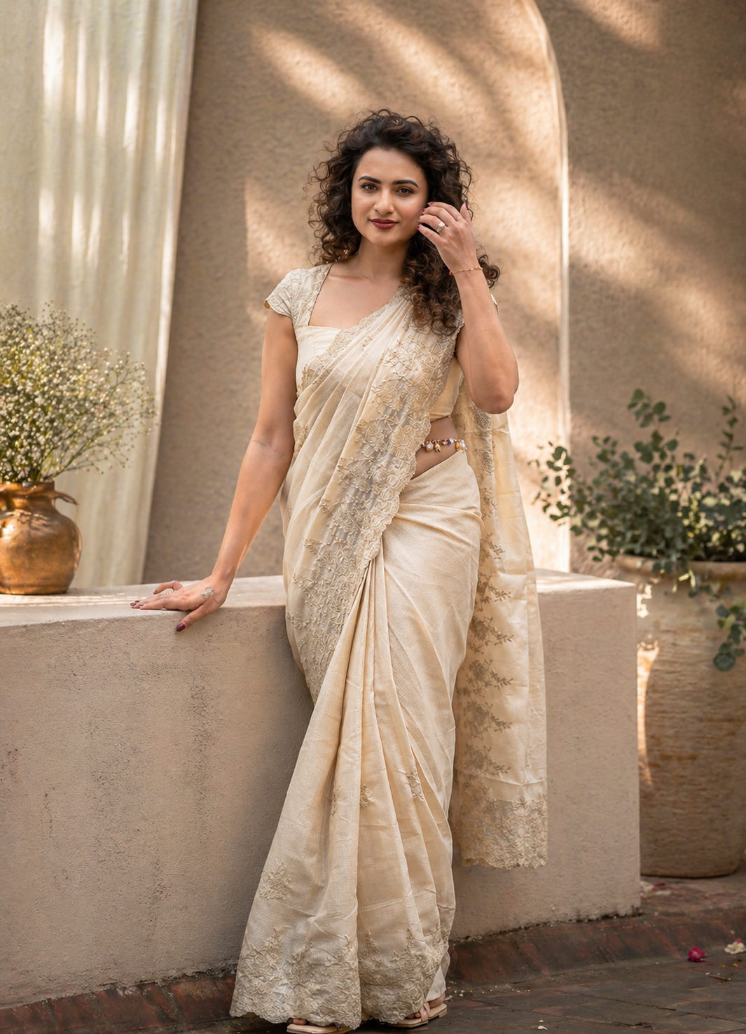 LUXE Organza Embroidered Saree with Scallop Work