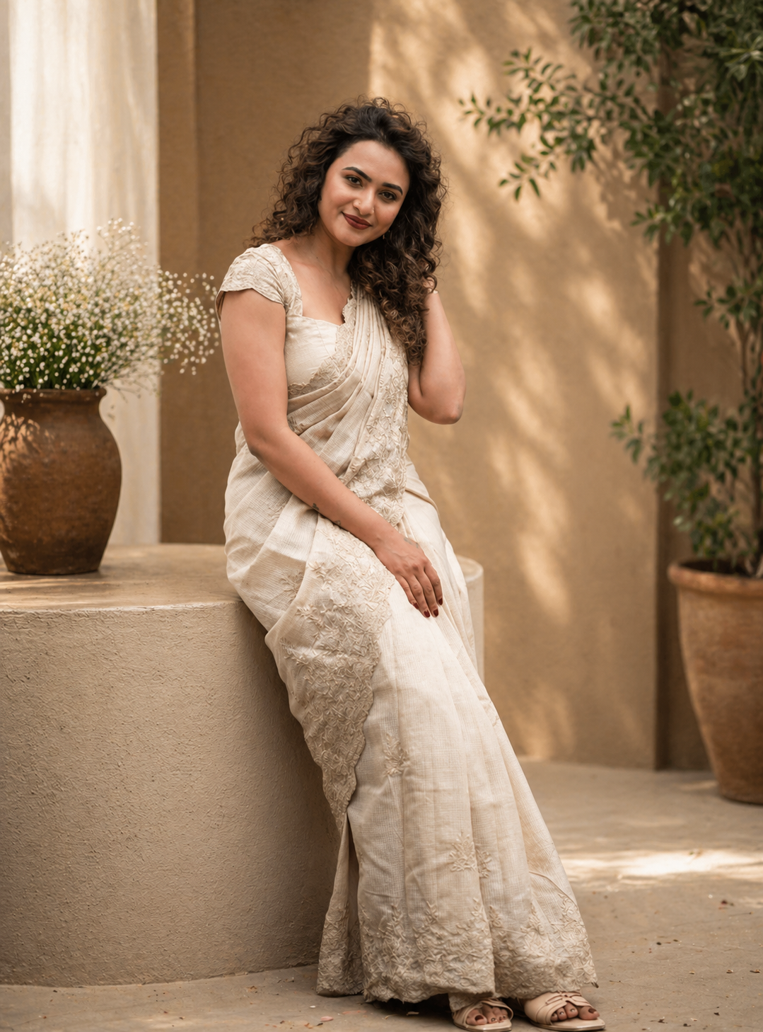 LUXE Organza Embroidered Saree with Scallop Work