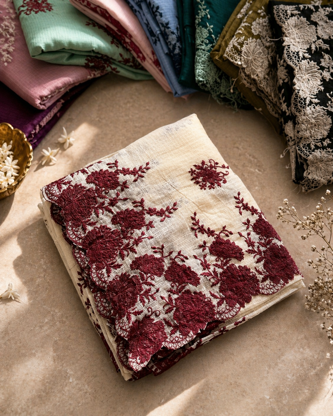LUXE Organza Embroidered Saree with Scallop Work