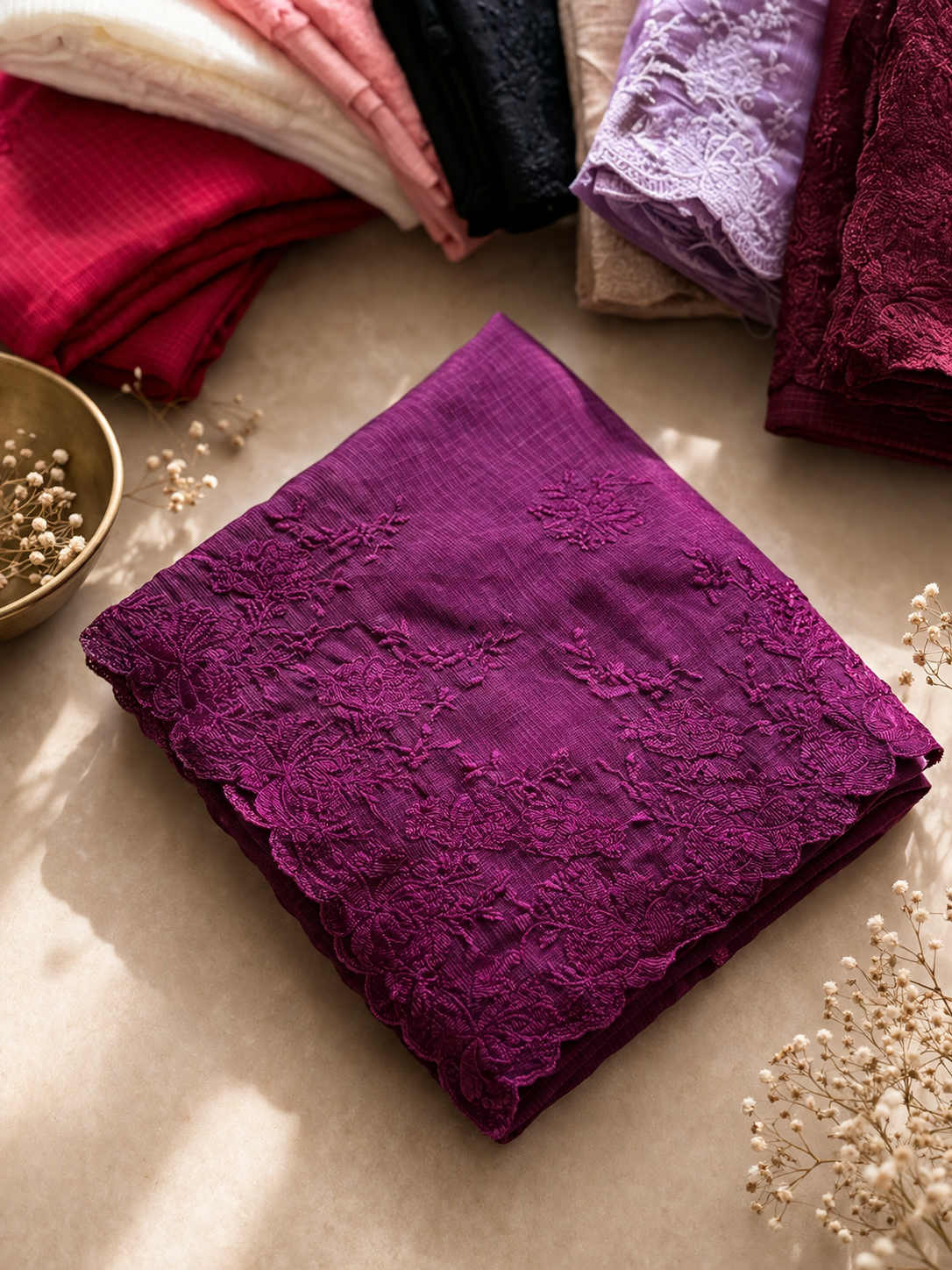 LUXE Organza Embroidered Saree with Scallop Work