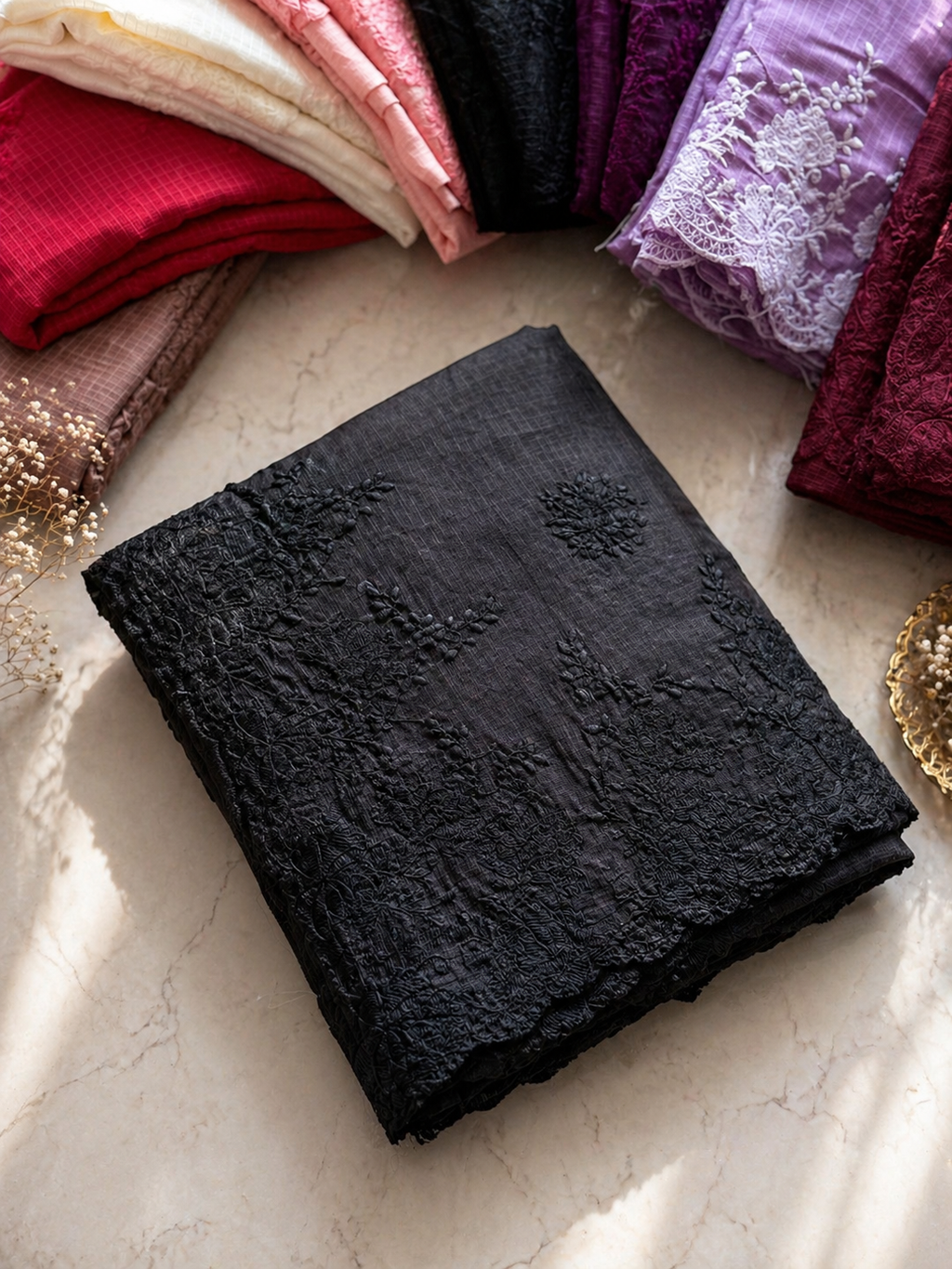 LUXE Organza Embroidered Saree with Scallop Work