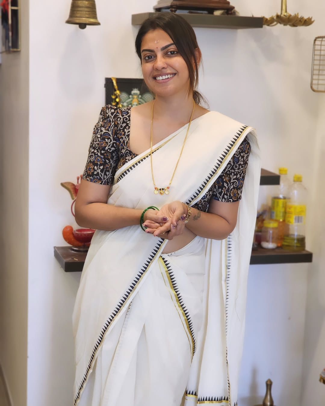 Premium Temple Design Cotton Set Mundu 2.80
