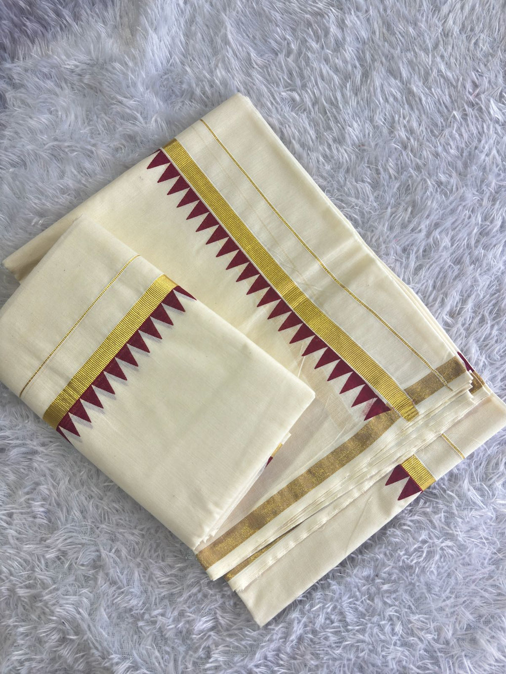 Premium Temple Design Cotton Set Mundu 2.80