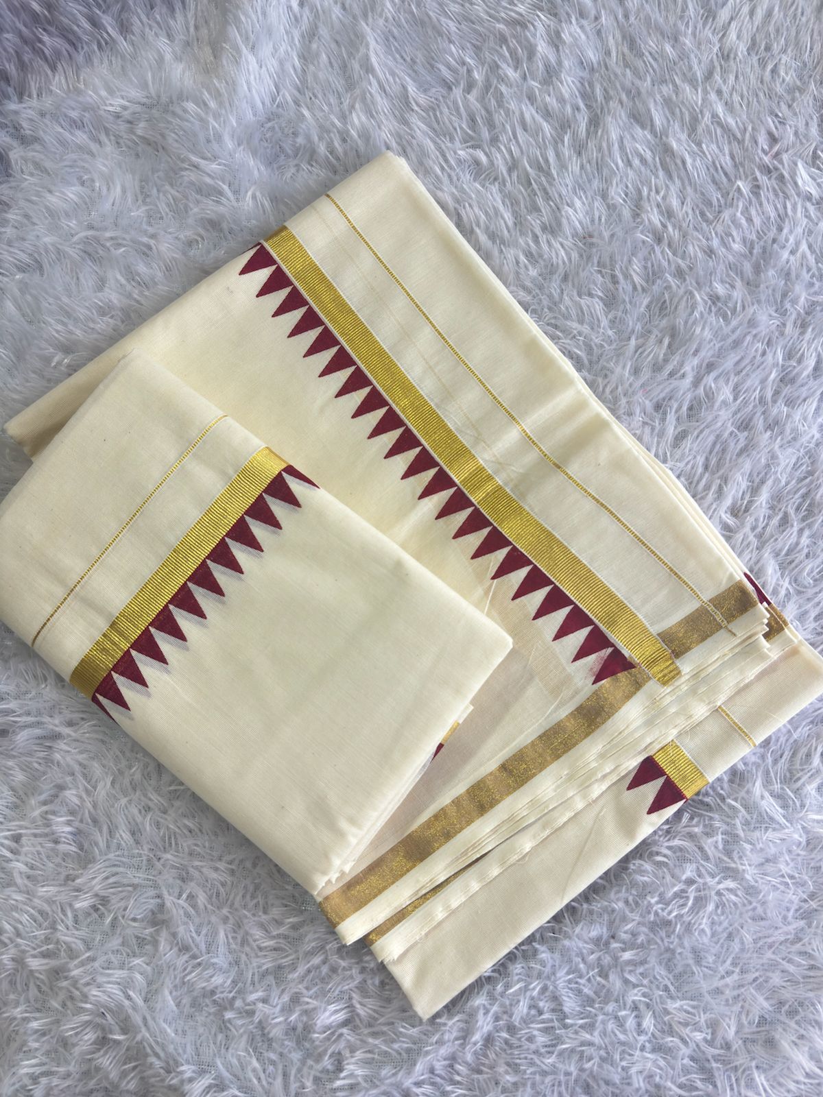 Premium Temple Design Cotton Set Mundu 2.80
