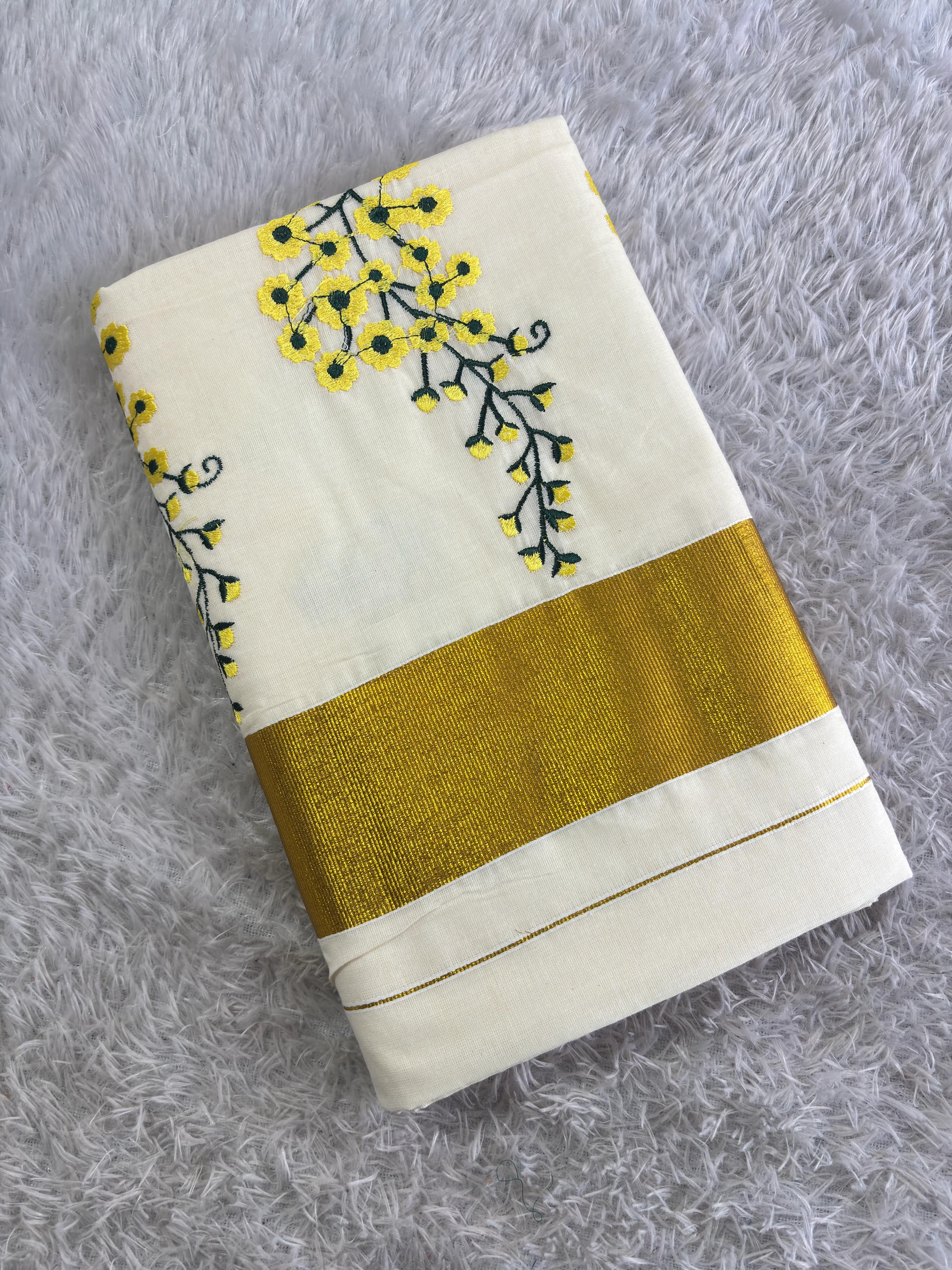 Kannikonna Embro Cotton Saree