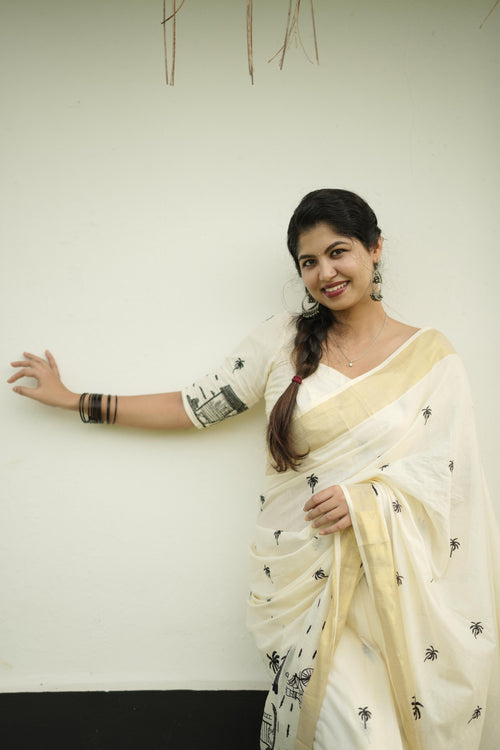 Chai Kada Cotton Embroidered Saree