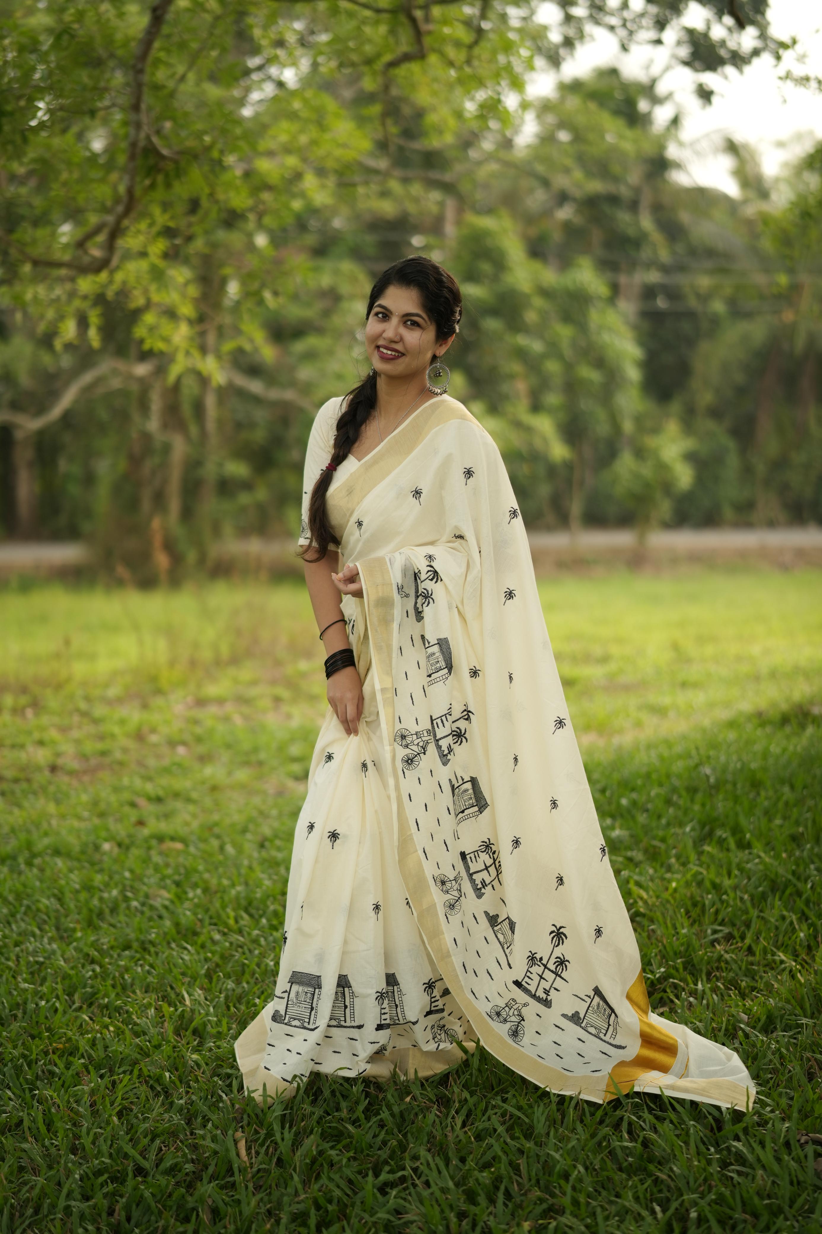Chai Kada Cotton Embroidered Saree