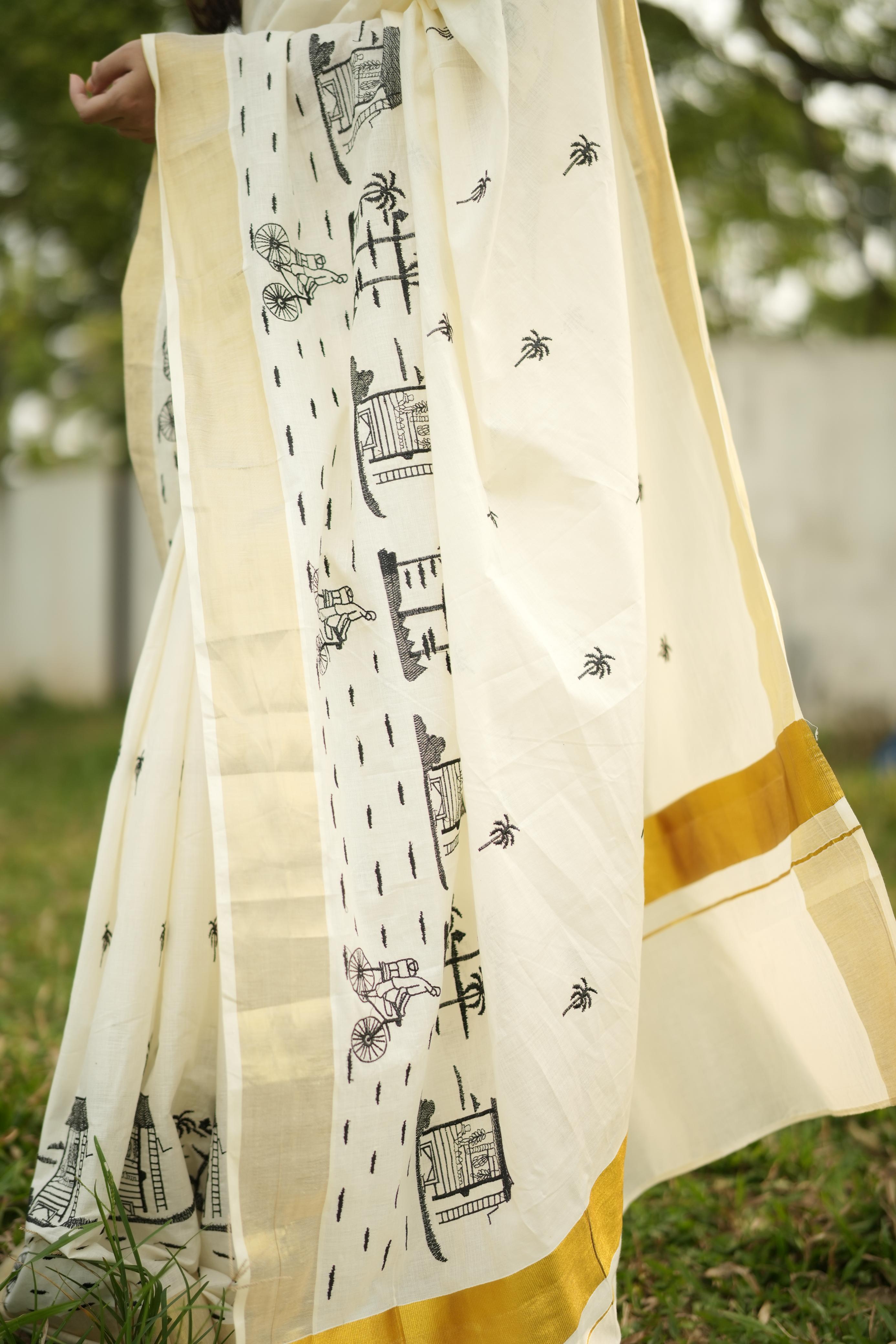 Chai Kada Cotton Embroidered Saree