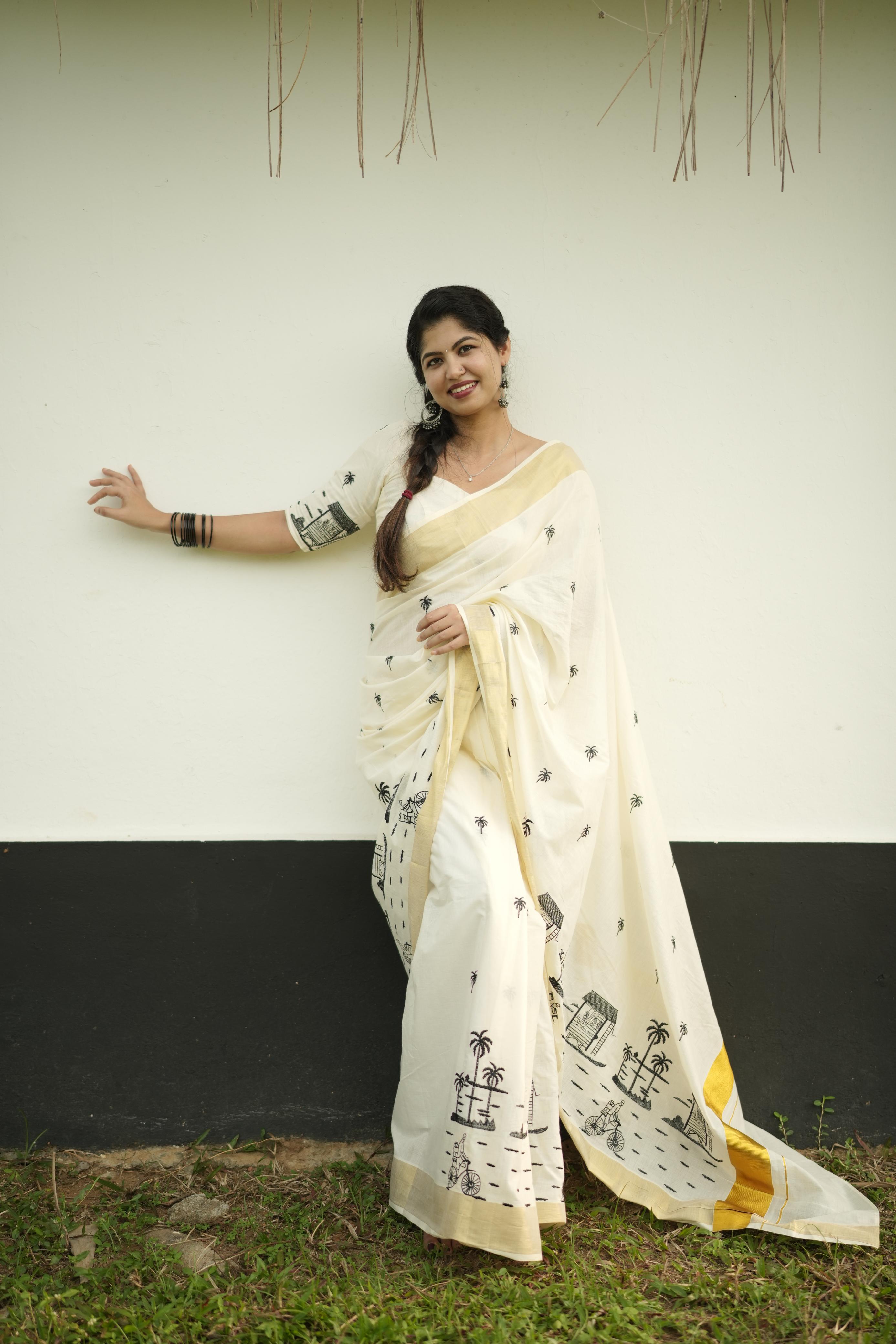 Chai Kada Cotton Embroidered Saree