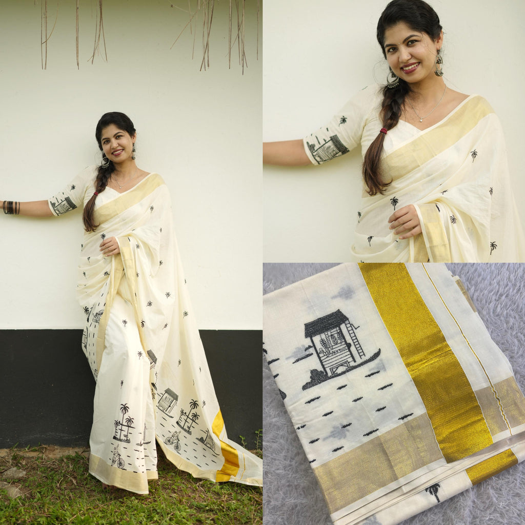 Chai Kada Cotton Embroidered Saree