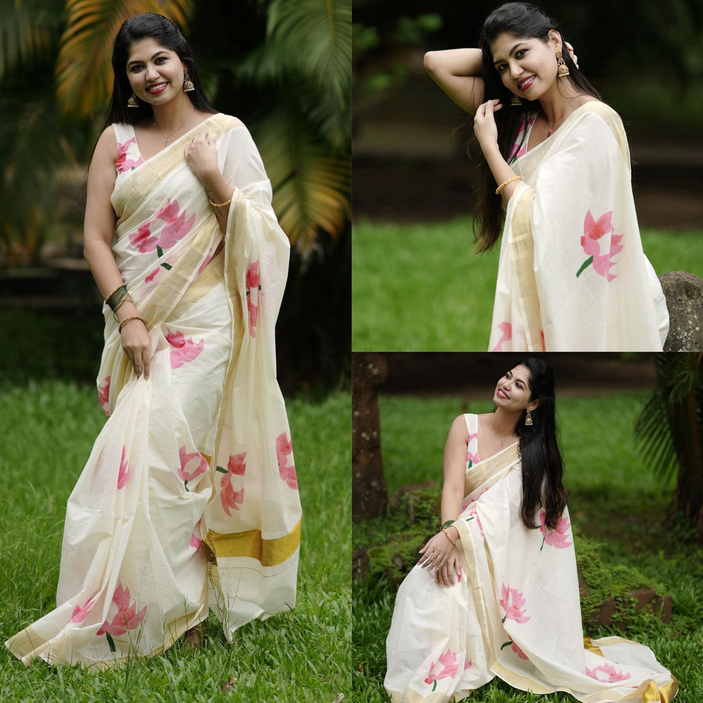 Lotus Cotton Saree