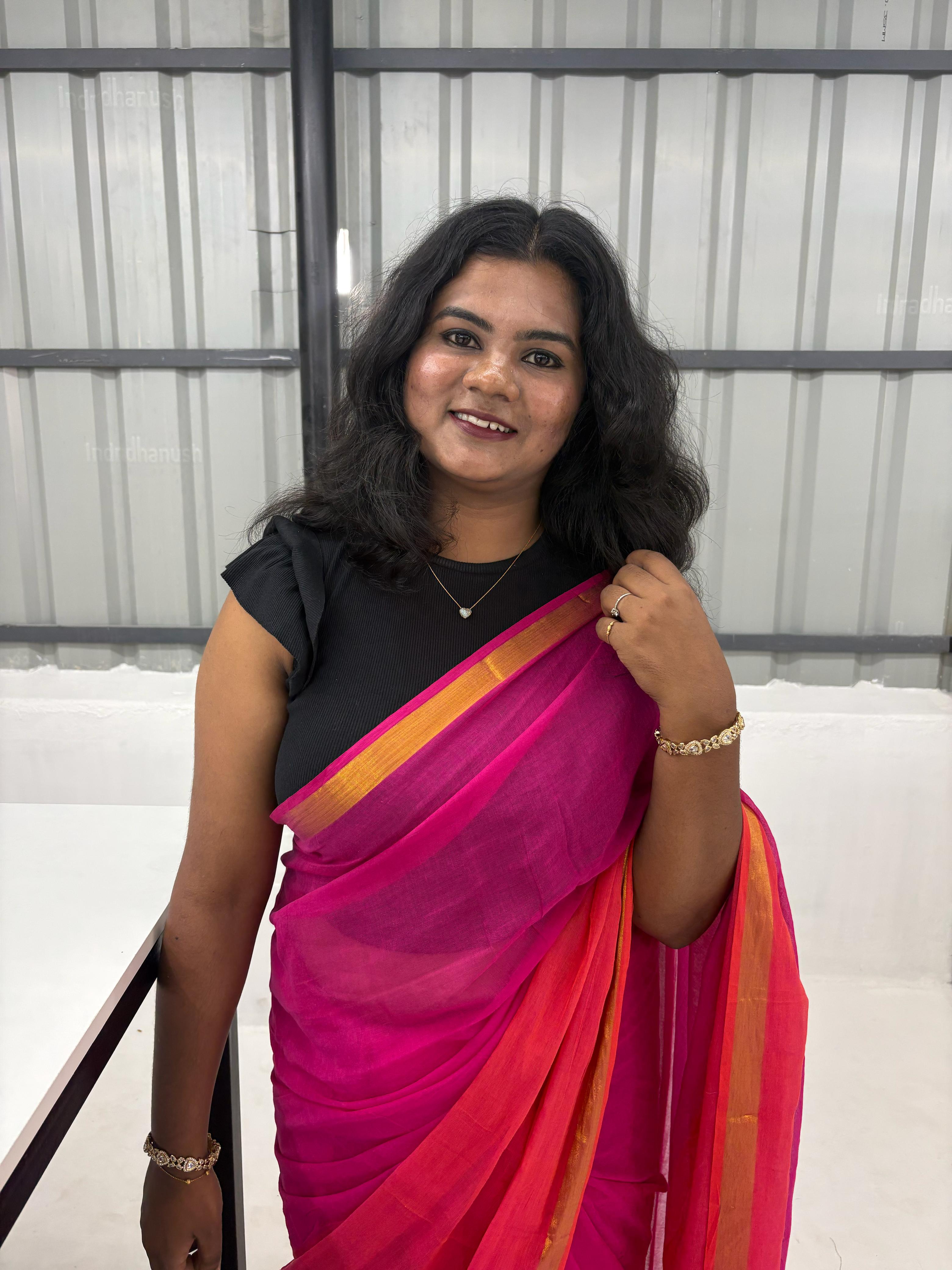 Double Colour Mul Cotton Saree