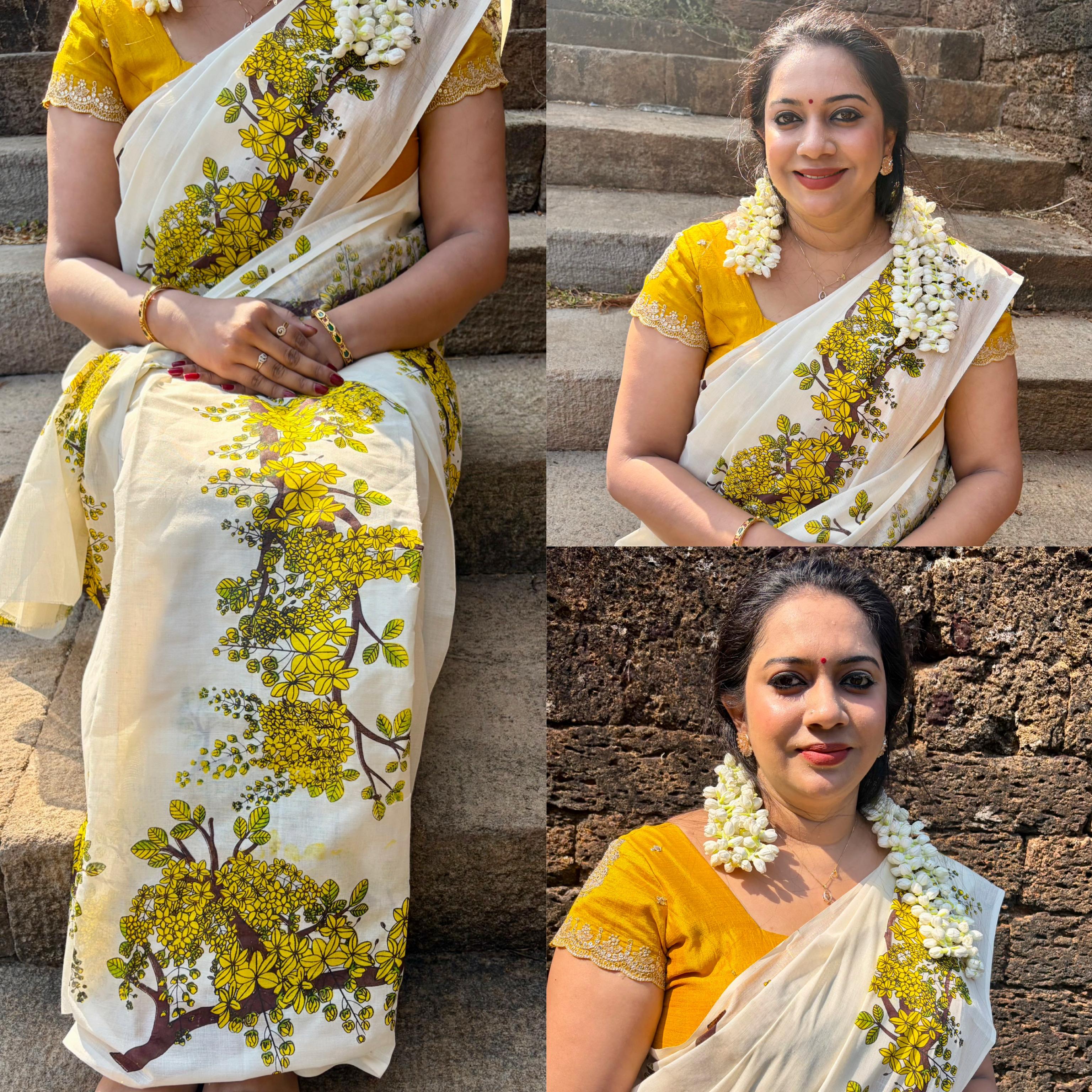 Kannikonna: kanikonna flower printed Cotton Setmundu