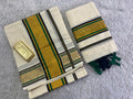 Double Colour Cotton Set Mundu with Elegant Tassels