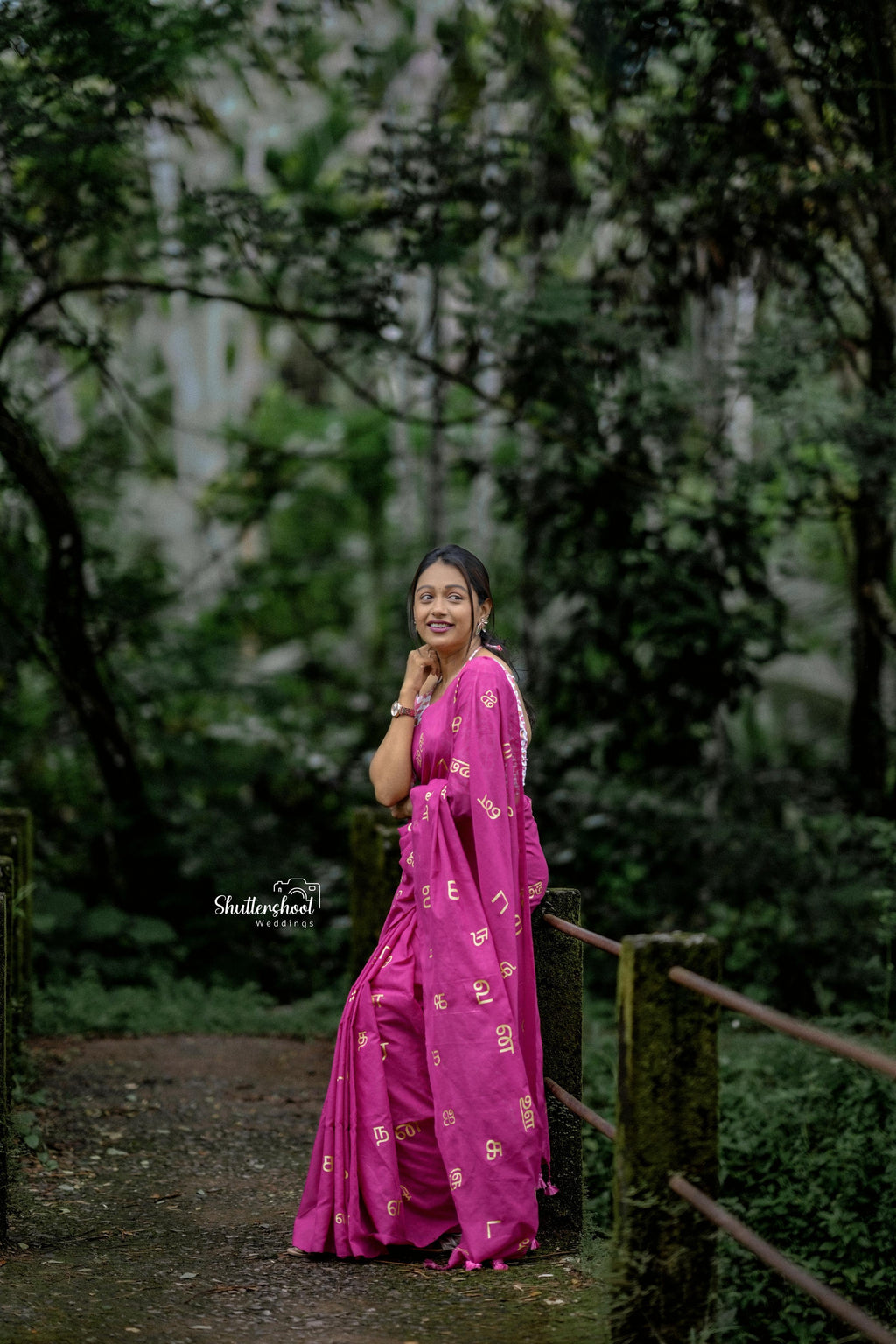 Tamil Letter Print Khadi Cotton Saree with Blouse