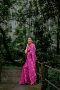 Tamil Letter Print Khadi Cotton Saree with Blouse