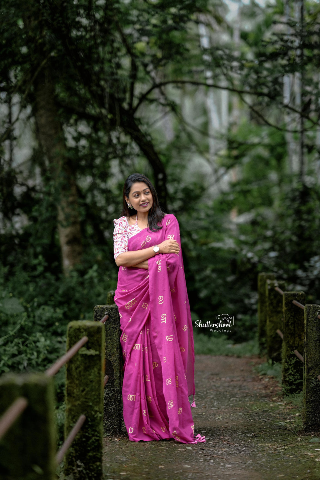 Tamil Letter Print Khadi Cotton Saree with Blouse