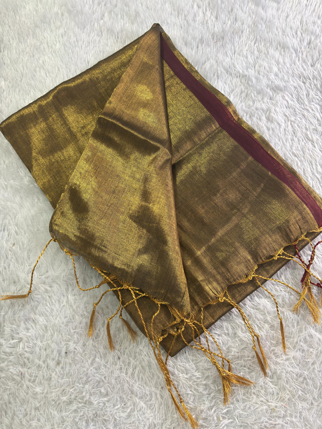 Red Border Golden Tissue Saree (6m)