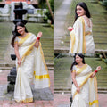 Plain Cotton Kasavu Saree