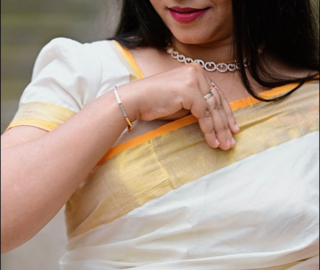 Plain Cotton Kasavu Saree