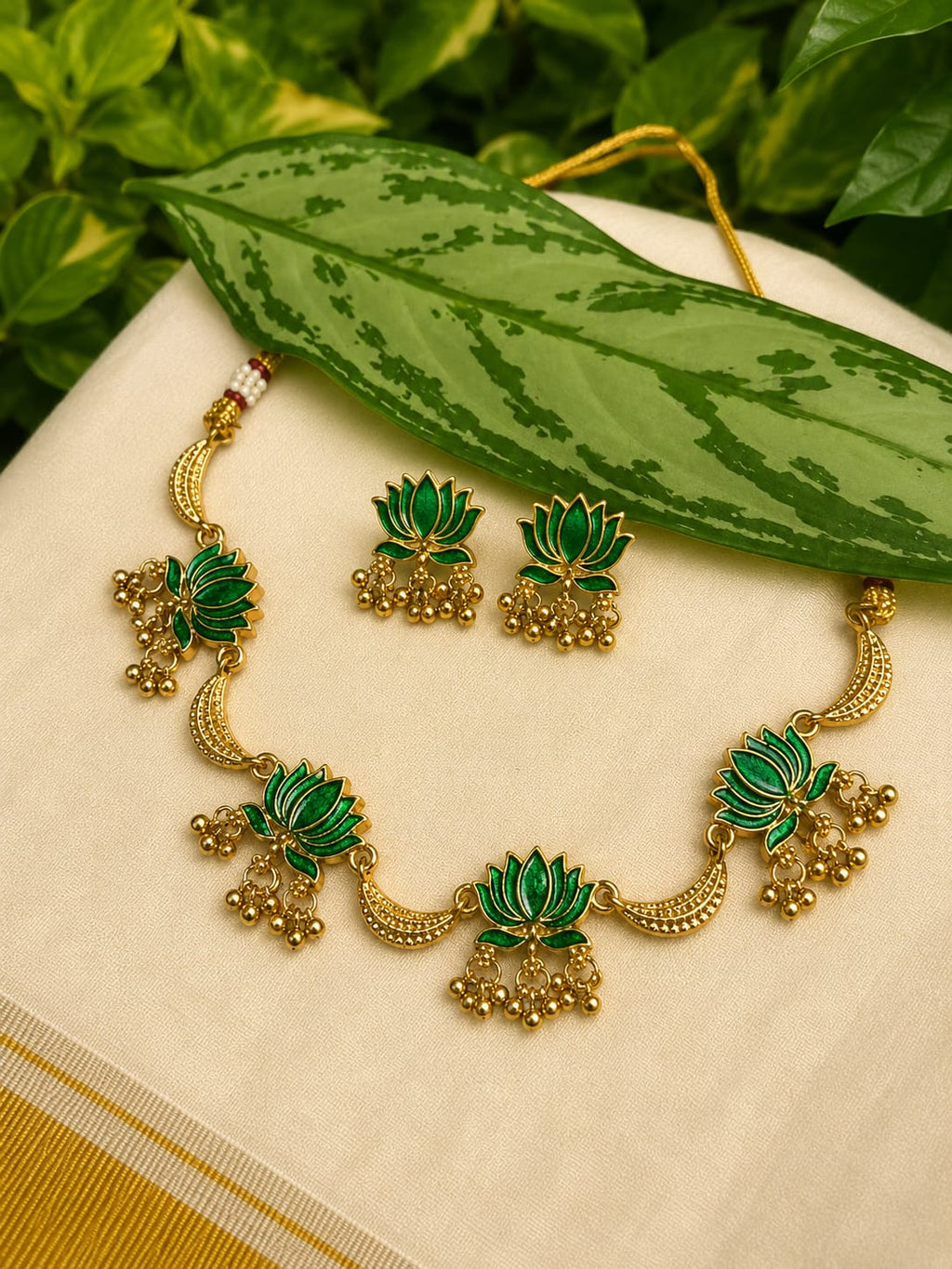 Lotus with half moon necklace
