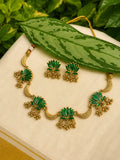 Lotus with half moon necklace