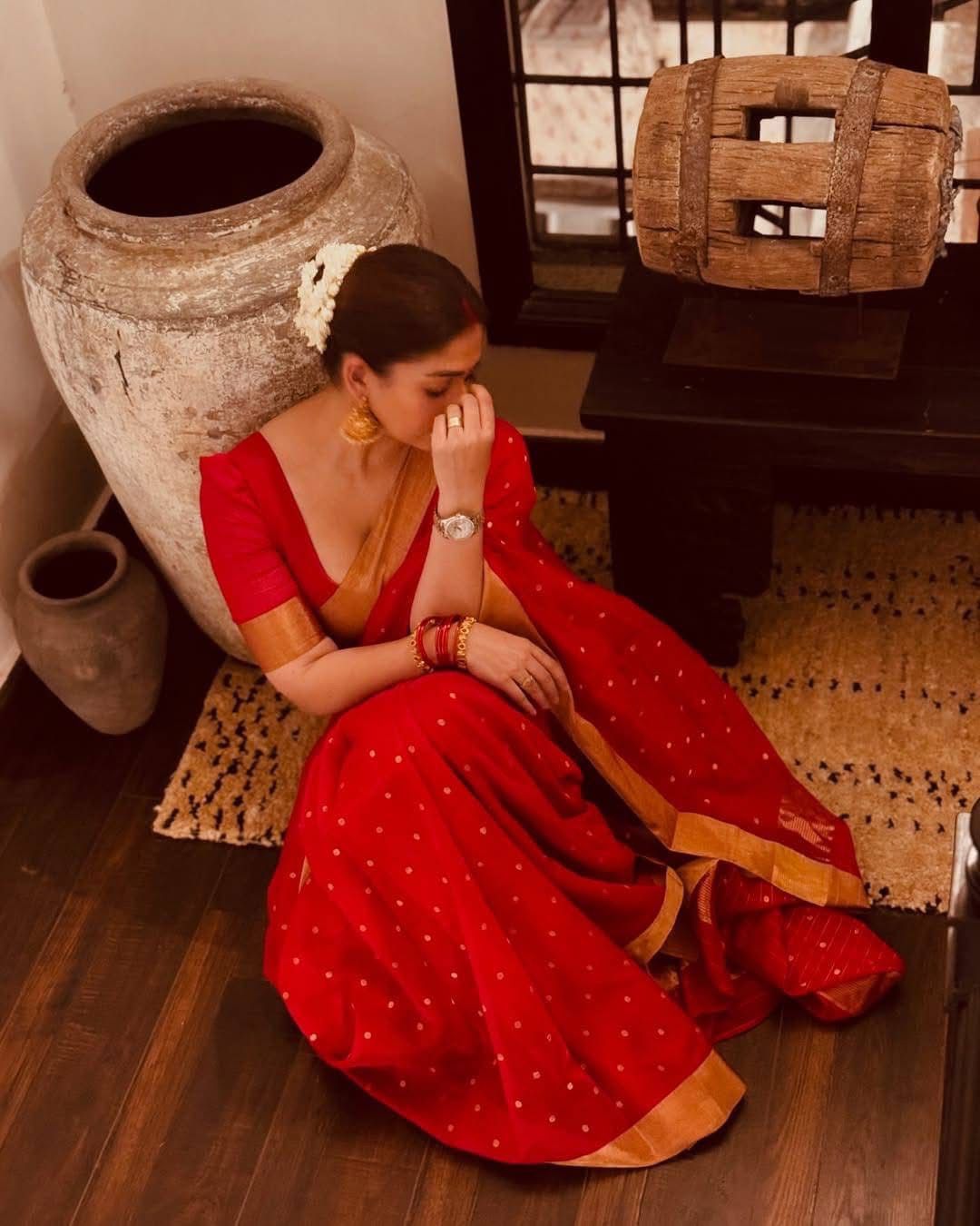 Red Polka Saree