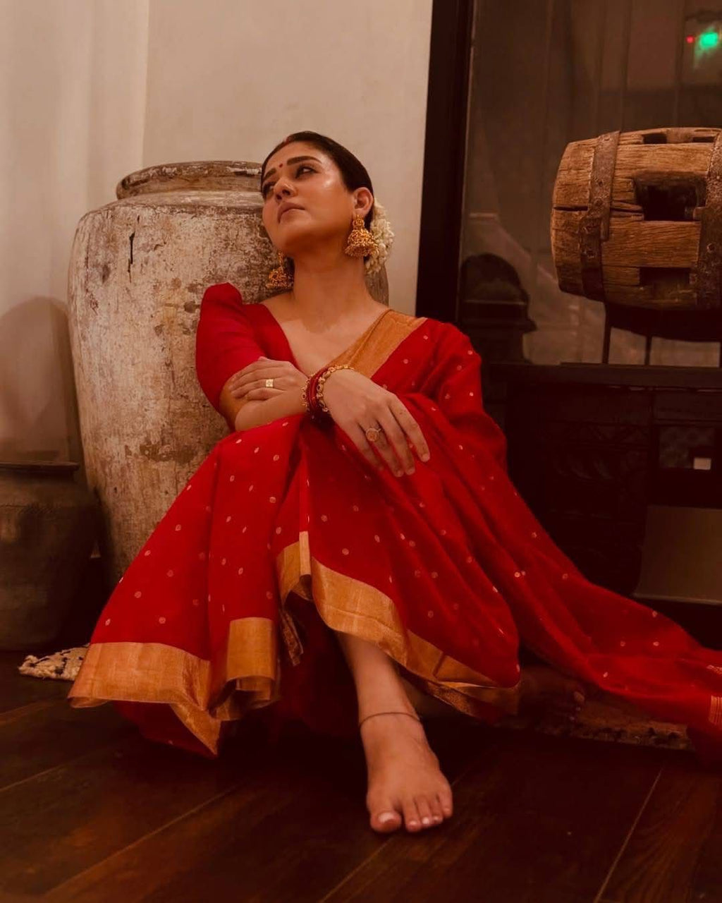 Red Polka Saree