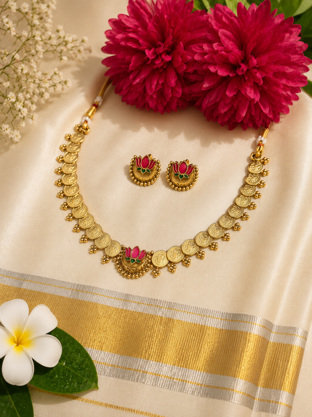 Lotus with Lakshmi necklace