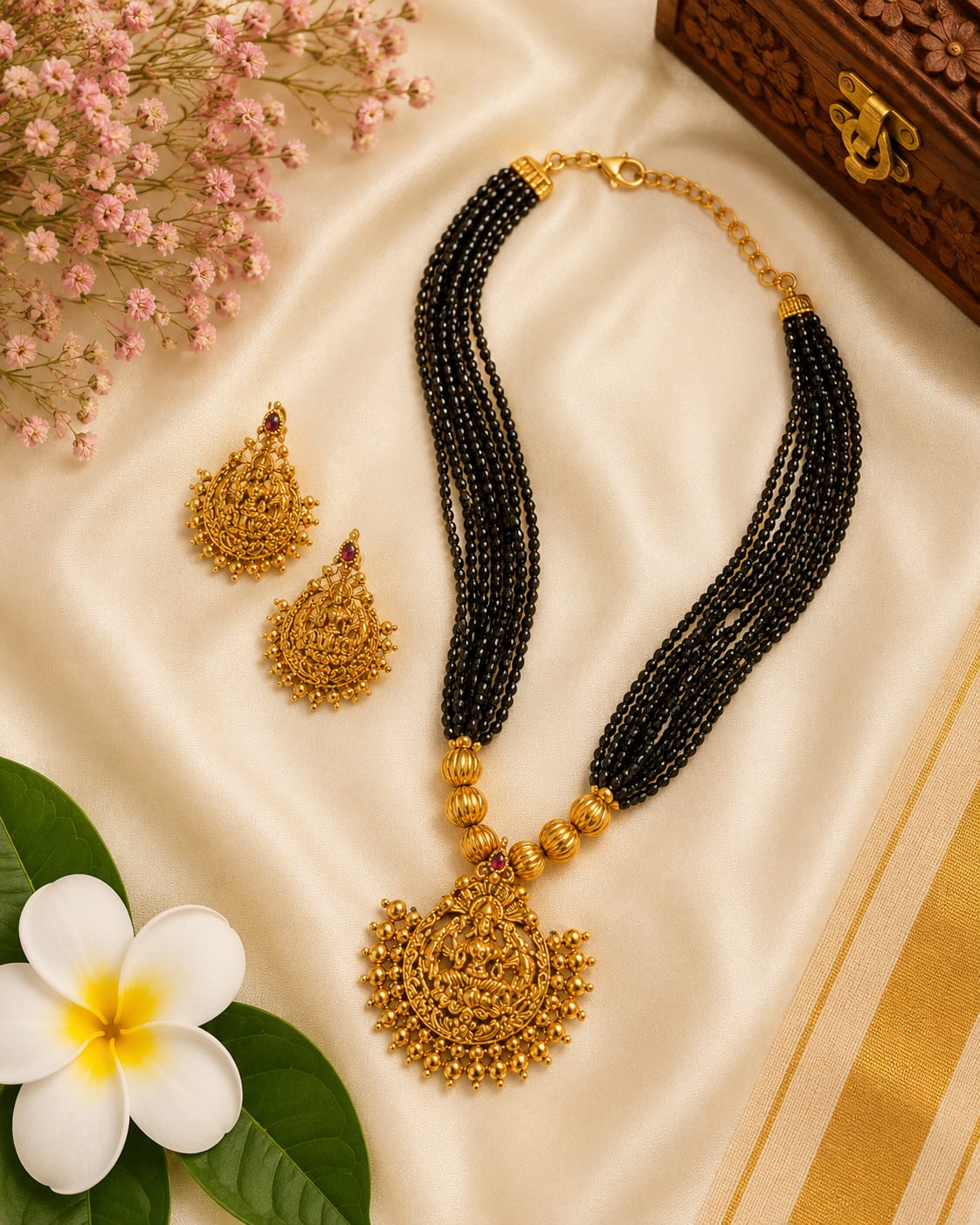 Black beads necklace